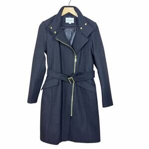 Coal Haan Coat Size 6 Black Wool Blend Trench Coat Jacket